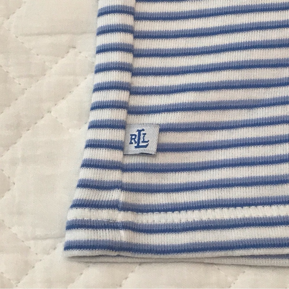 Lauren Ralph Lauren Blue White Striped Short Sleeve Tee Shirt Size P/P - Picture 7 of 8